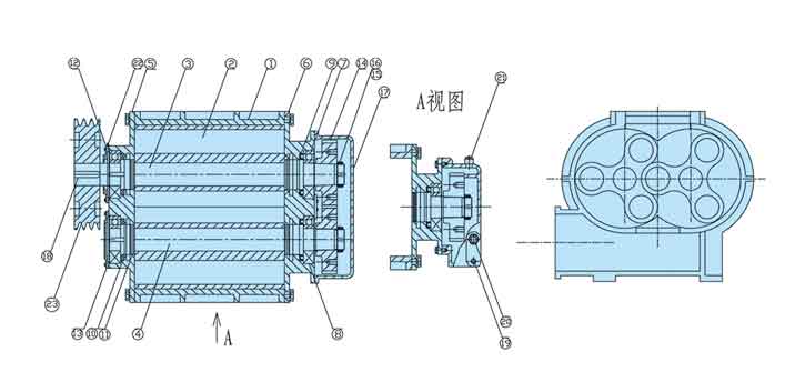 三葉羅茨鼓風(fēng)機(jī)工作原理圖 三葉羅茨鼓風(fēng)機(jī)工作原理圖